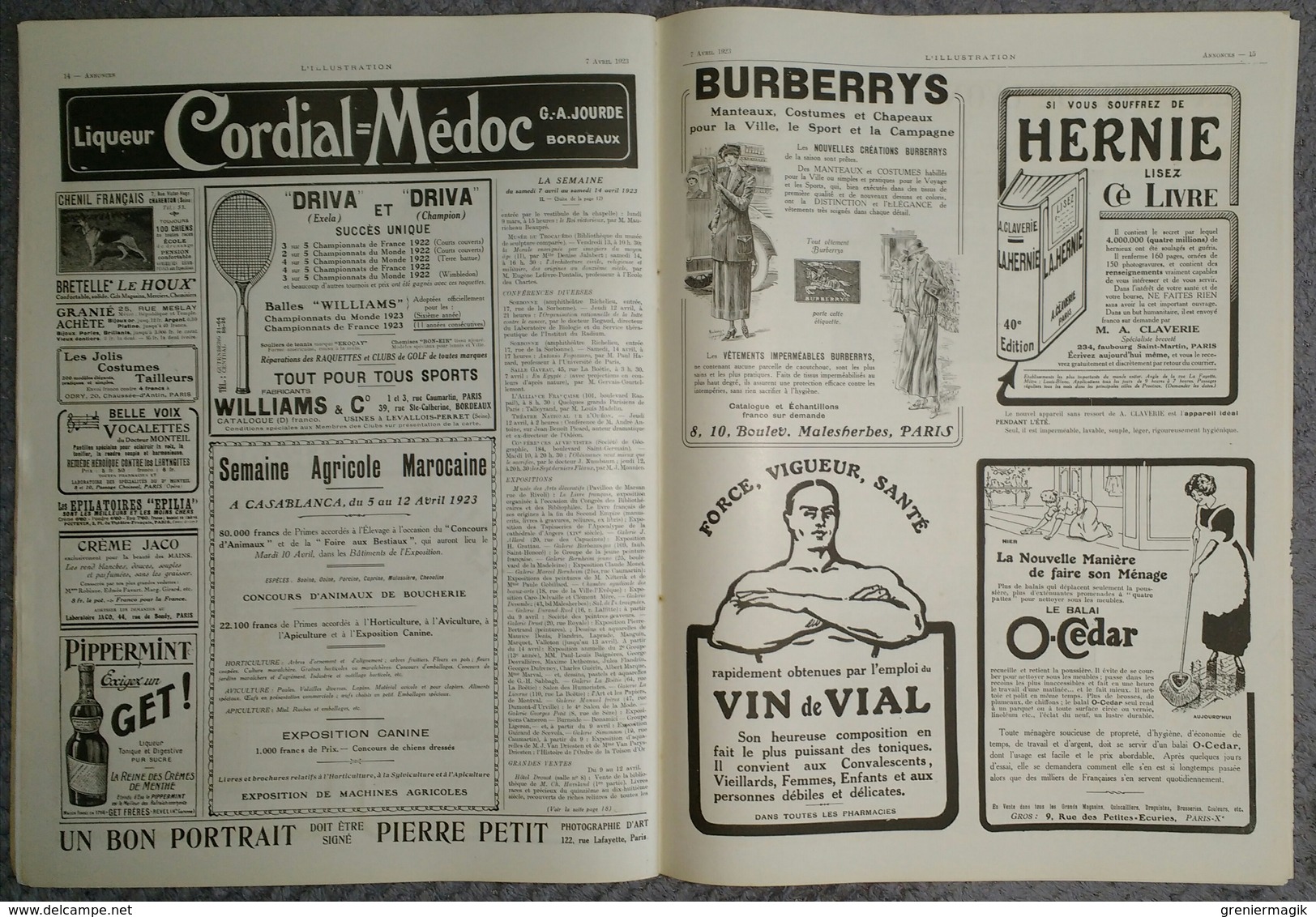 L'Illustration 4179 7 avril 1923 Funérailles de Sarah Bernhardt/Mort du général Maunoury/Castellorizo/Rugby/Ruhr