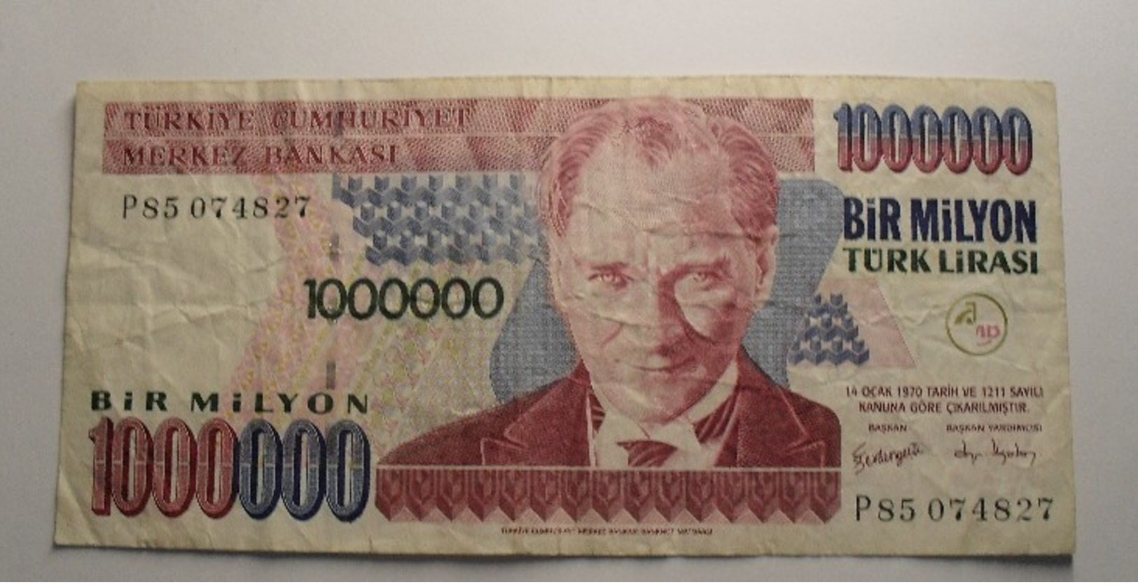 1970 - Turquie - Turkey - 1000000 LIRASI, 14 OCAK 1970, P85 074827 - Turquie