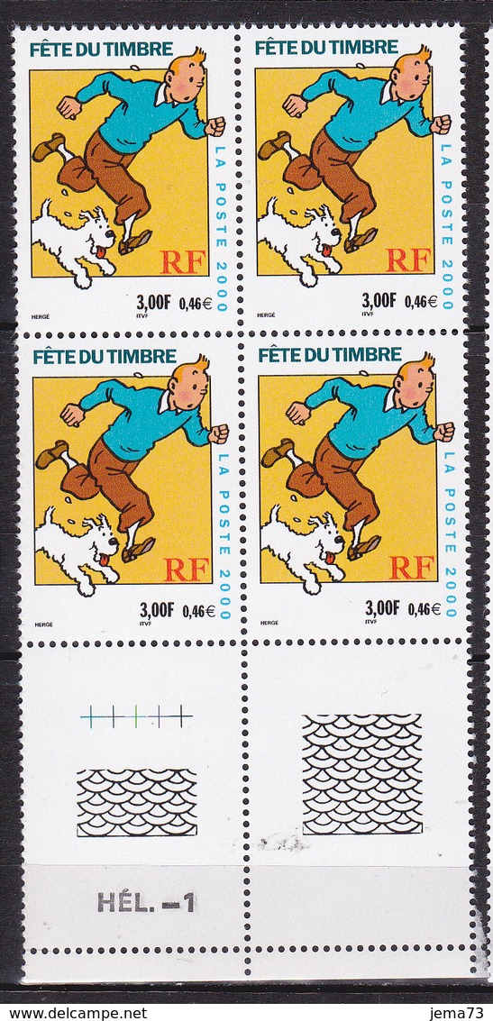 N° 3303 Fête Du Timbre Hergé Moulinsart 2000: Bloc De 4 Timbres Neuf Impeccable - Neufs