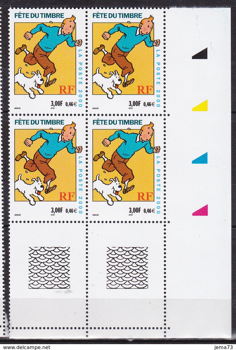 N° 3303 Fête Du Timbre Hergé Moulinsart 2000: Bloc De 4 Timbres Neuf Impeccable - Neufs