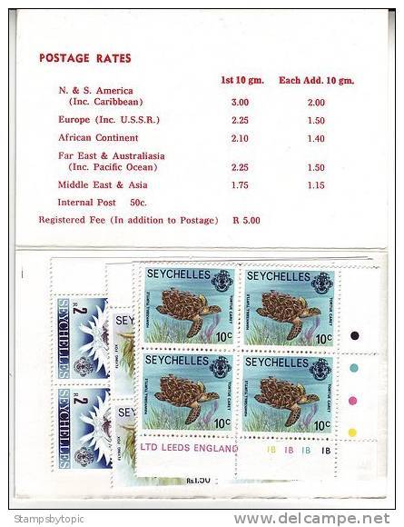 Seychelles  #SB4 1979 Rs15 Booklet Mnh / **  4x #389 10c Turtle 4x #390 15c Coco De Mer 4x #398 Flying Fox + 4x 2rs Hero - Seychelles (1976-...)