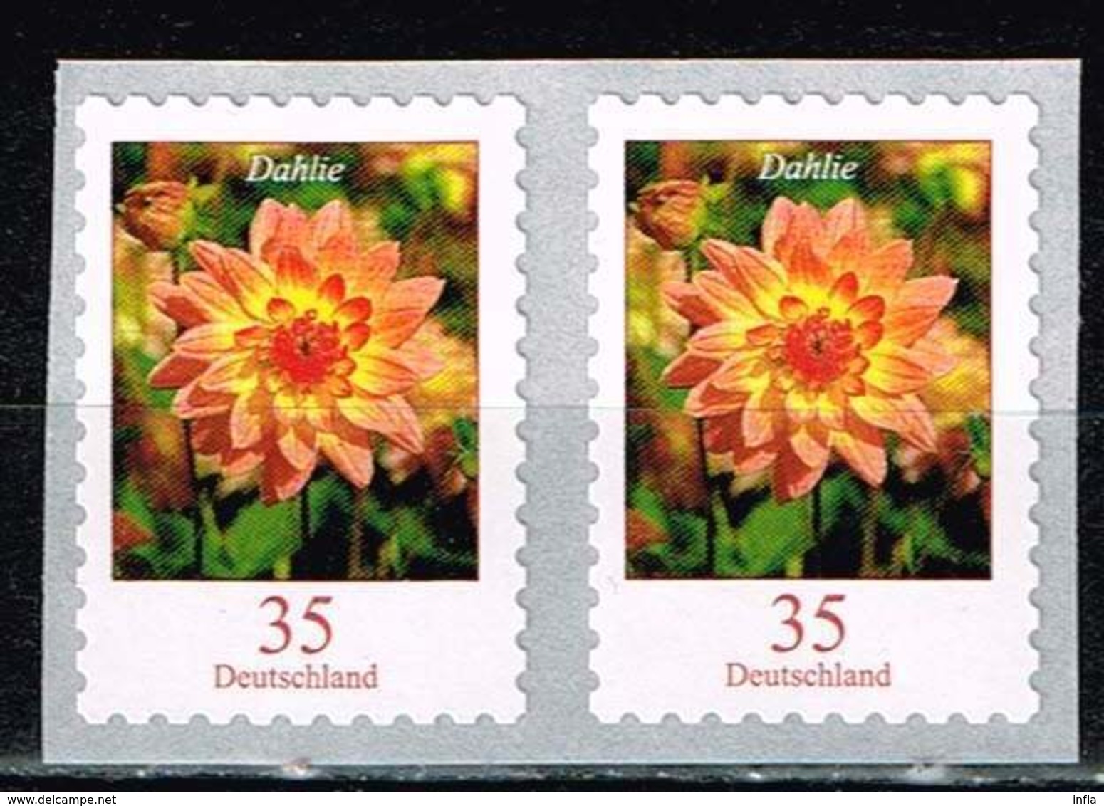 Bund 2019, Michel# 2514 ** Blumen: Dahlie Im Neuen Format (Marken Nebeneinander), Selbstklebend - Ungebraucht