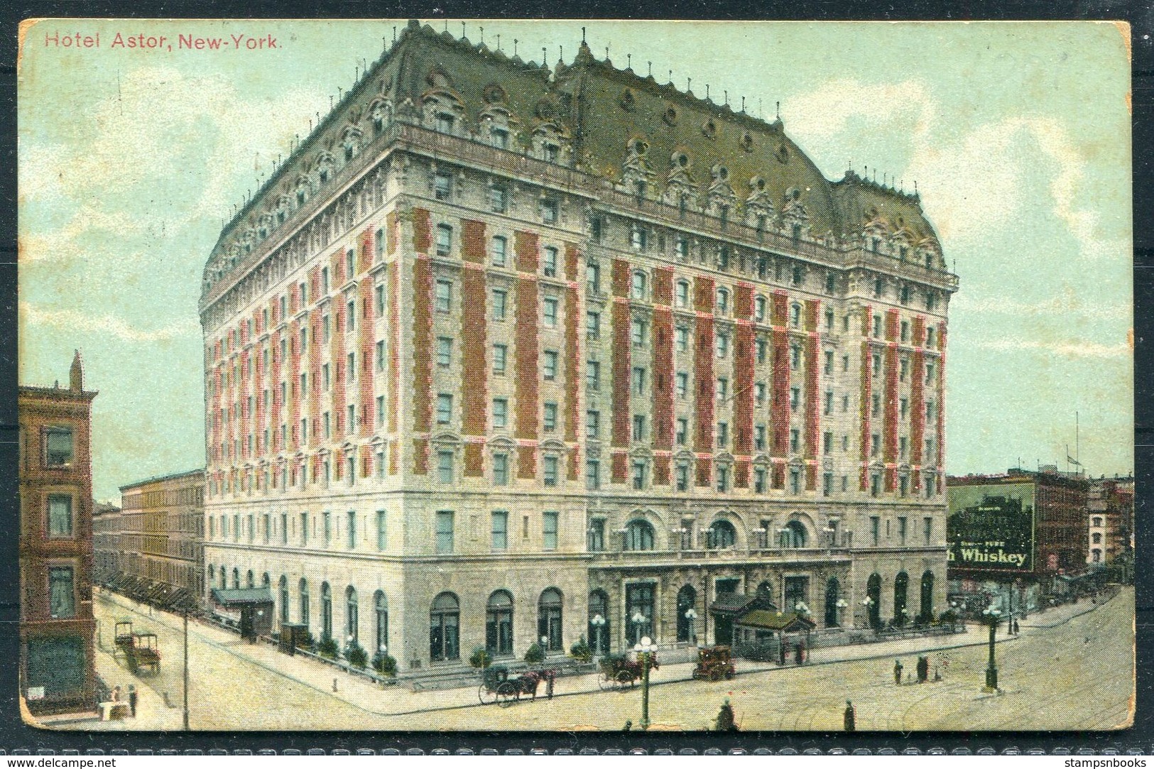 1909 USA Hotel Astor, New York Postcard. Bernardsville NJ - Singapore. Penang - Singapore Marine Sorting - Covers & Documents