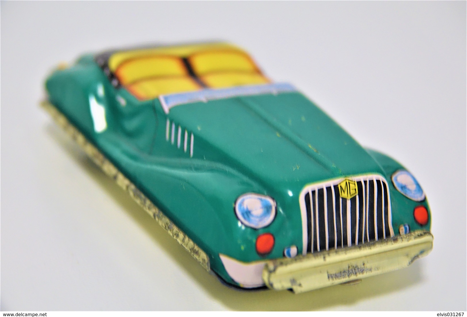 Vintage TIN TOY CAR : Maker LUCKY TOY Kashiwai - Green MG - Morris Garages - 10.5cm - JAPAN - 1960 - Friction - Collectors Et Insolites - Toutes Marques