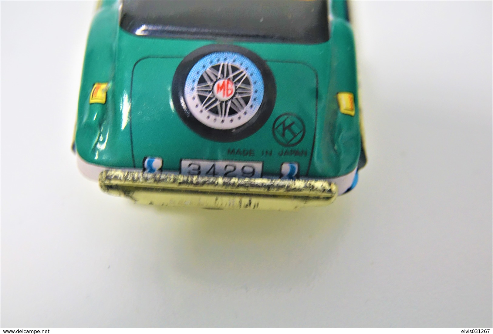 Vintage TIN TOY CAR : Maker LUCKY TOY Kashiwai - Green MG - Morris Garages - 10.5cm - JAPAN - 1960 - Friction - Collectors E Strani - Tutte Marche