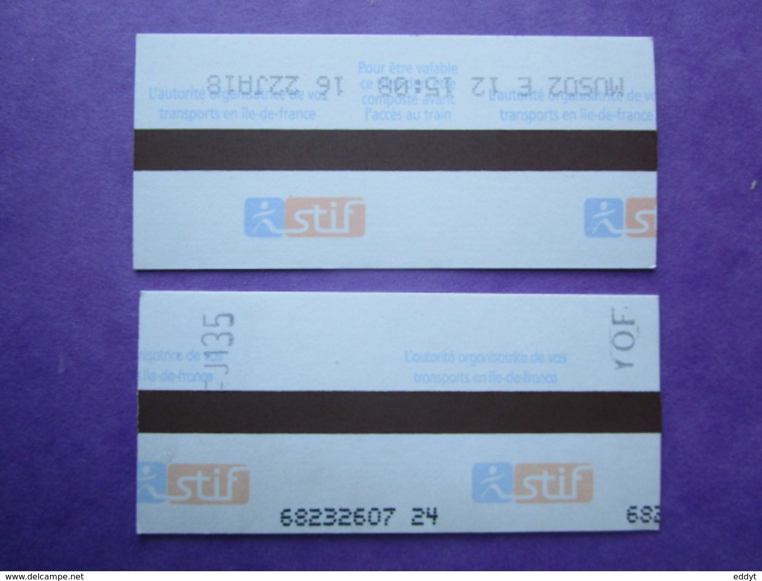 2 TICKETS  Métro Autobus Rer -  RATP - SNCF - PARIS -  2° Classe  - TBE - Mundo