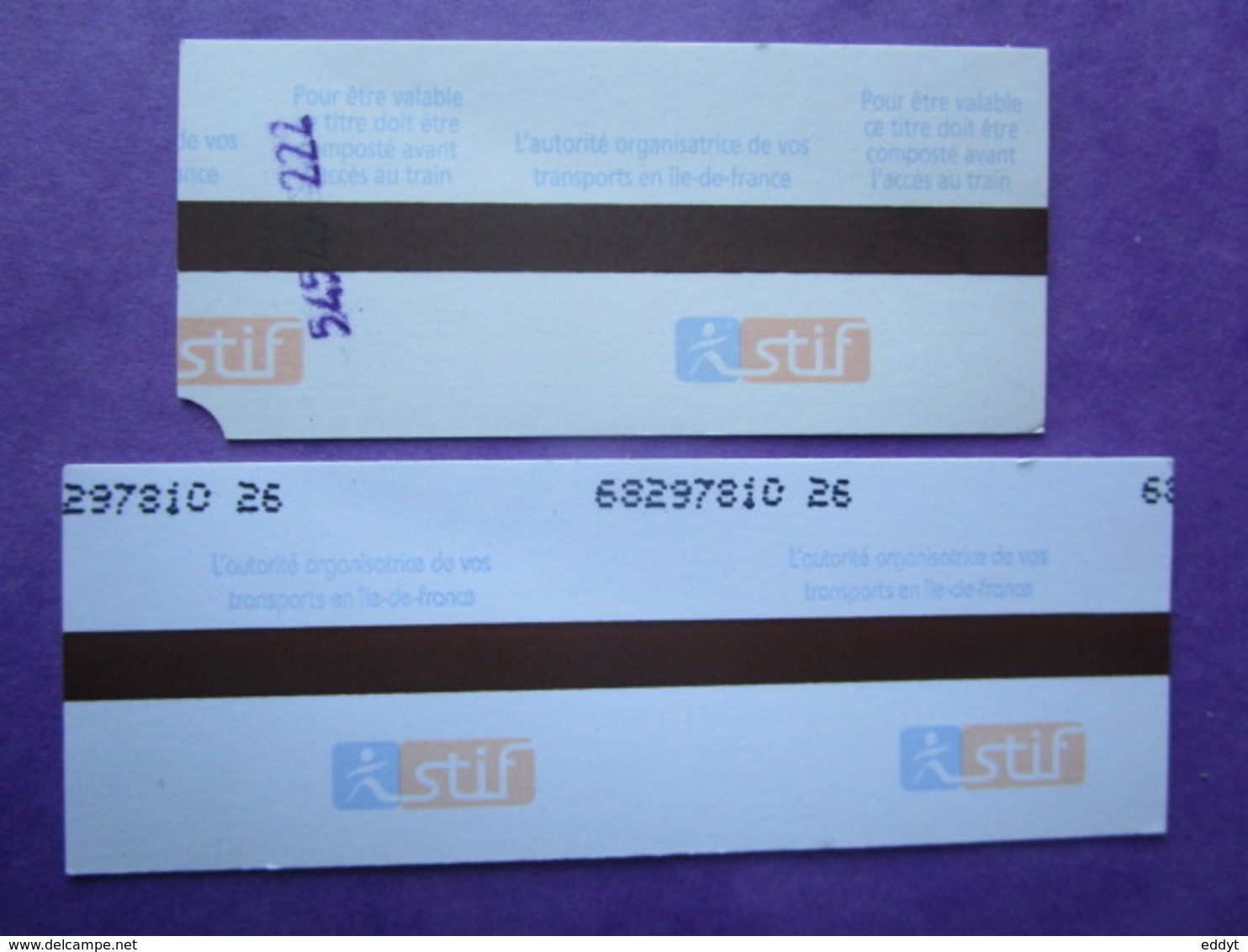 2 TICKETS  Métro Autobus Rer -  RATP - SNCF - PARIS -  2° Classe  - TBE - Monde