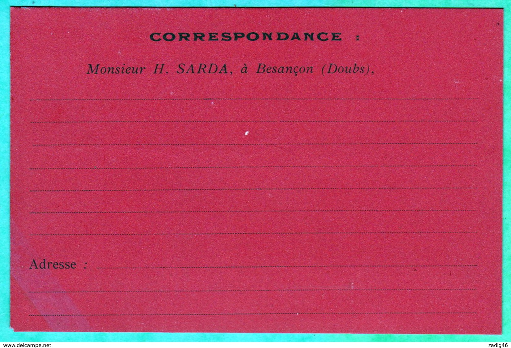 BESANCON - HORLOGERIE SARDA - CARTE COMMERCIALE FORMAT CPA - 2 SCANS - Besancon