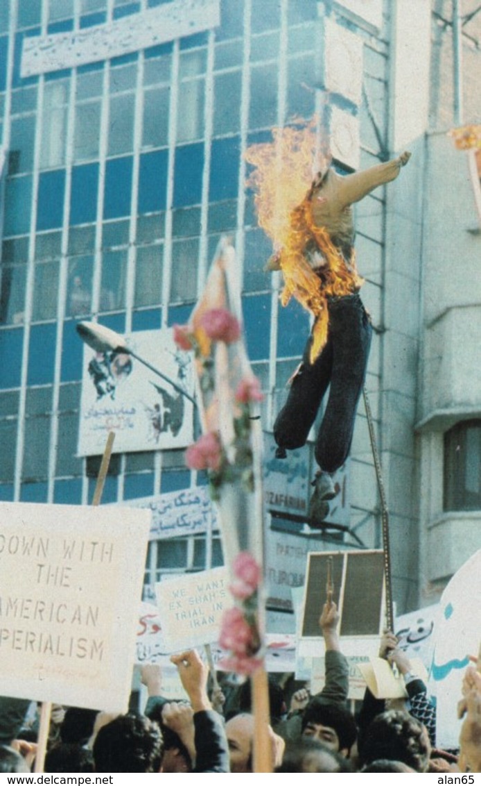 Tehran Iran, Effigy Of US President Jimmy Carter Burned, Iranian Revolution, C1980s Vintage Postcard - Events