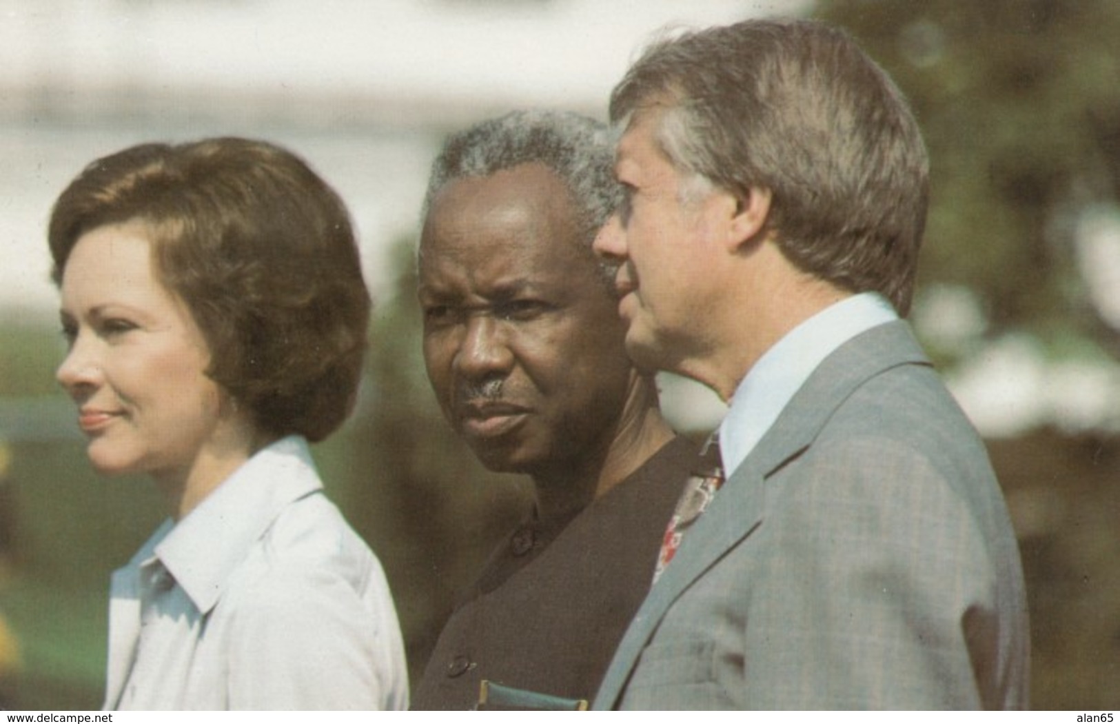 Tanzania President Julius K. Nyerere With US President Jimmy Carter, C1980s Vintage Postcard - People