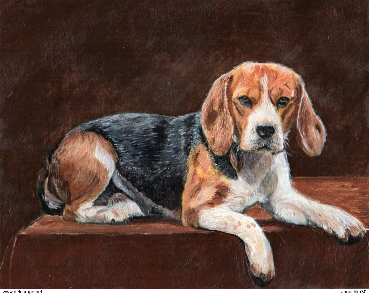 PEINTURE ACRYLIQUE SIGNEE MAEXI CHIEN BEAGLE - Acrilici