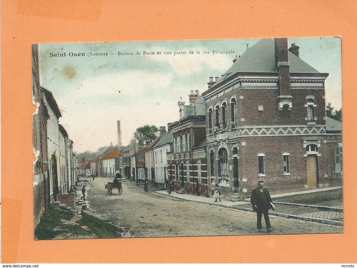 CPA Abîmée - Saint Ouen -(Somme) - Bureau De Poste Et Une Partie De La Rue Principale - Saint Ouen