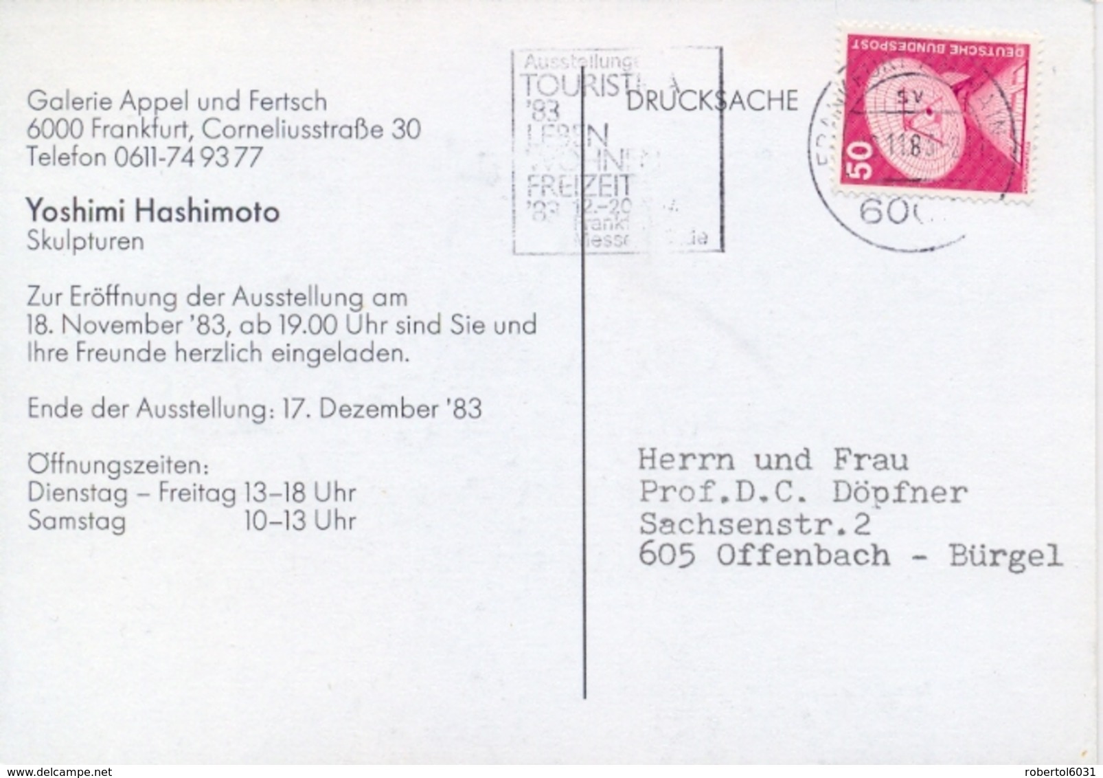 Germany BRD Picture Postcard 1983 Exhibition Of Yoshimi Hashimoto Posted - Sculture