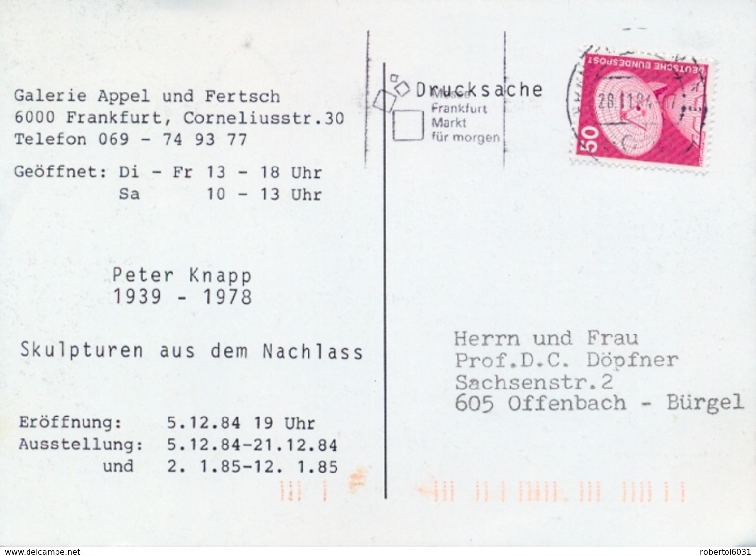 Germany BRD Picture Postcard 1984 Exhibition Of Peter Knapp Posted - Sculture