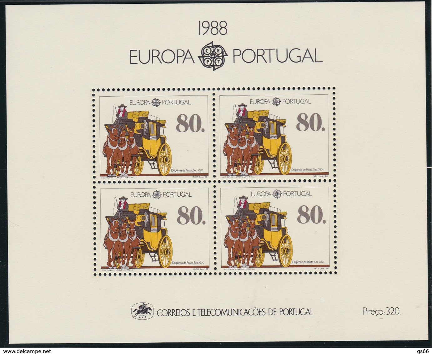 Portugal, 1988, 1754 Block 57,  Europa: Transport- Und Kommunikationsmittel. MNH ** - Blocks & Sheetlets