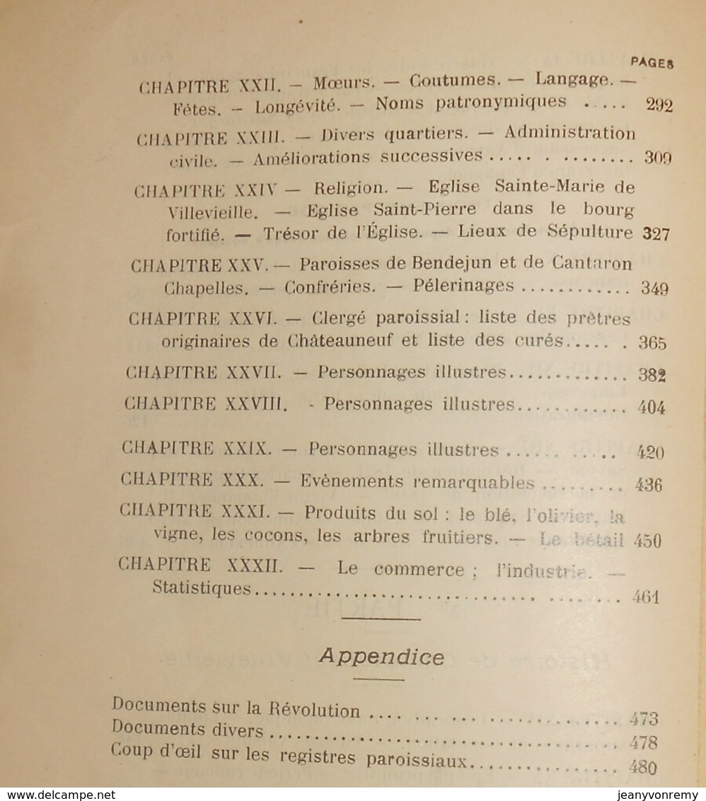 Histoire De Châteauneuf-Villevieille. Précédée D'une étude Sur Le Comté De Nice. J-B Martel.1928. - Côte D'Azur