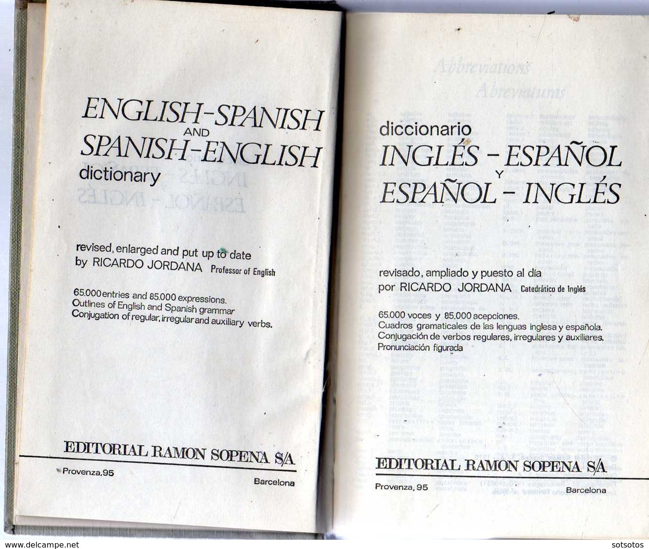 ROBERSTON: DICTIONAiRE English - Spanish And Spanish - English: SOPENA (Barcolona 1970) - 912 Pages - In Good Condition - Dizionari