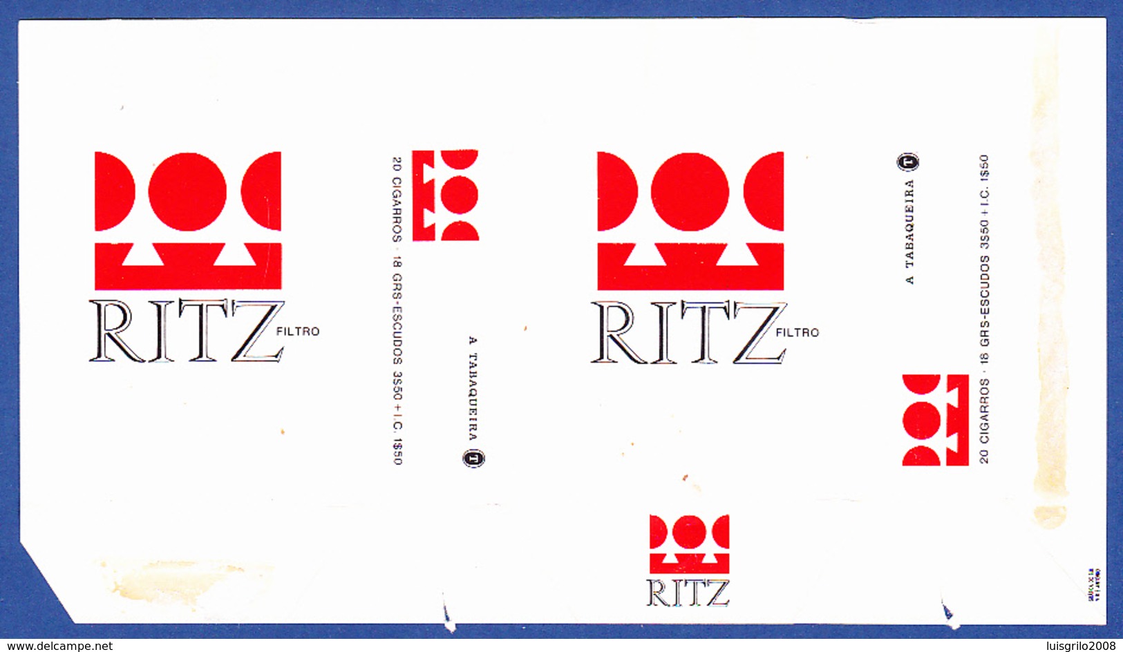 Portugal 1960 To 1970, Packet Of Cigarettes - RITZ / A Tabaqueira, Lisboa - Etuis à Cigarettes Vides