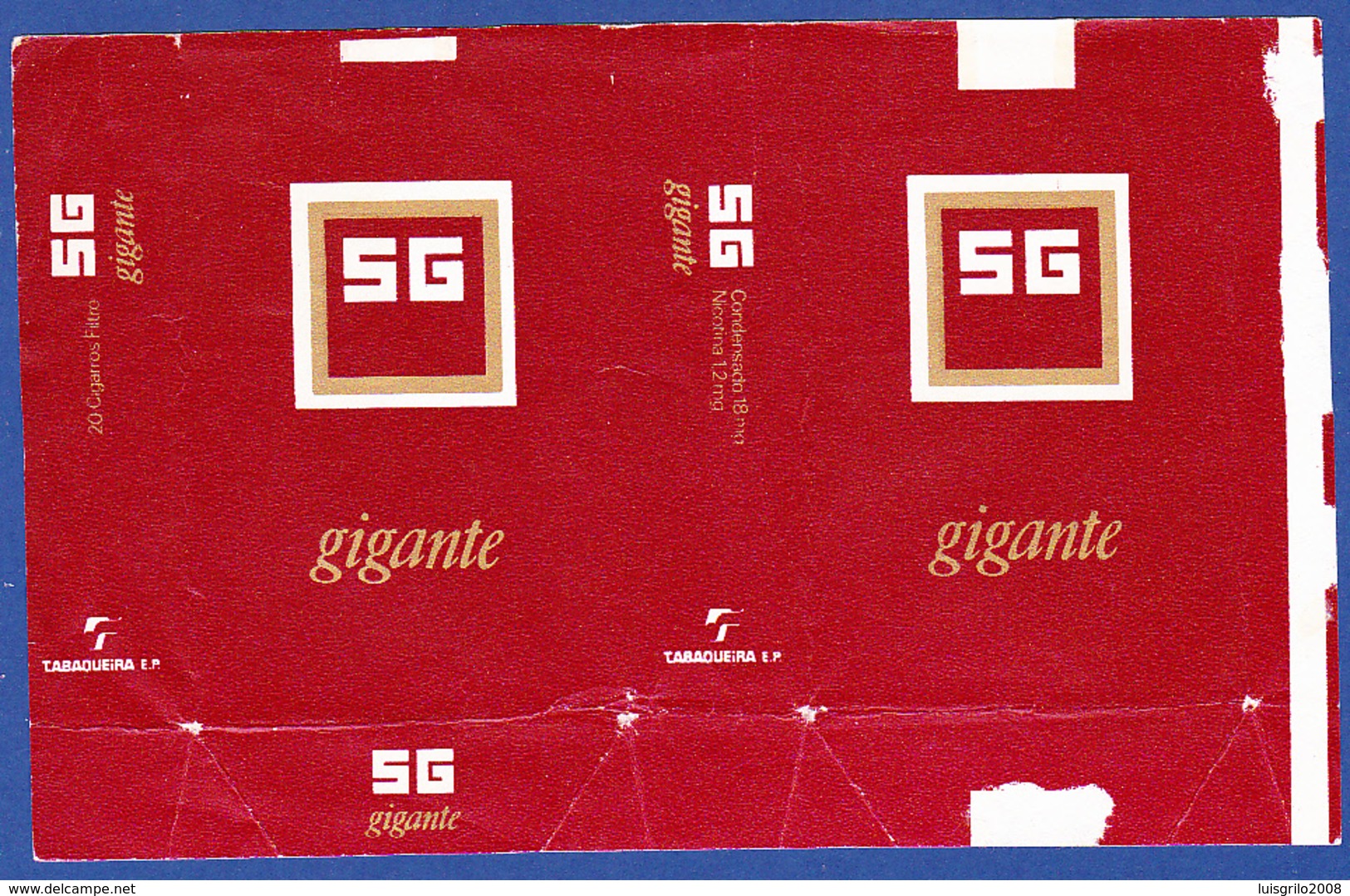 Portugal 1960 To 1970, Packet Of Cigarettes - SG Gigante / A Tabaqueira, Lisboa - Etuis à Cigarettes Vides