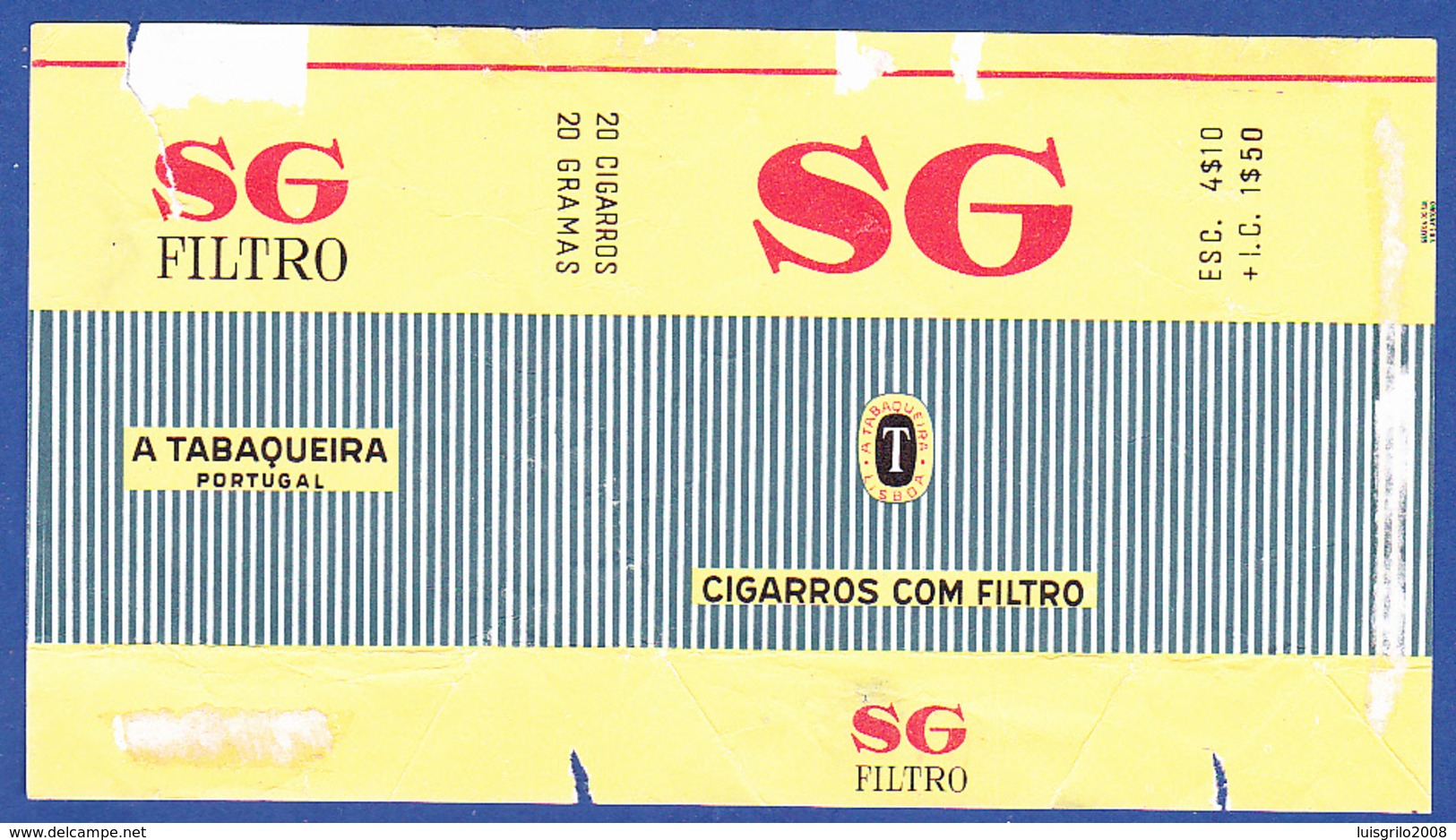 Portugal 1960 To 1970, Packet Of Cigarettes - SG Filtro / A Tabaqueira, Lisboa - Etuis à Cigarettes Vides