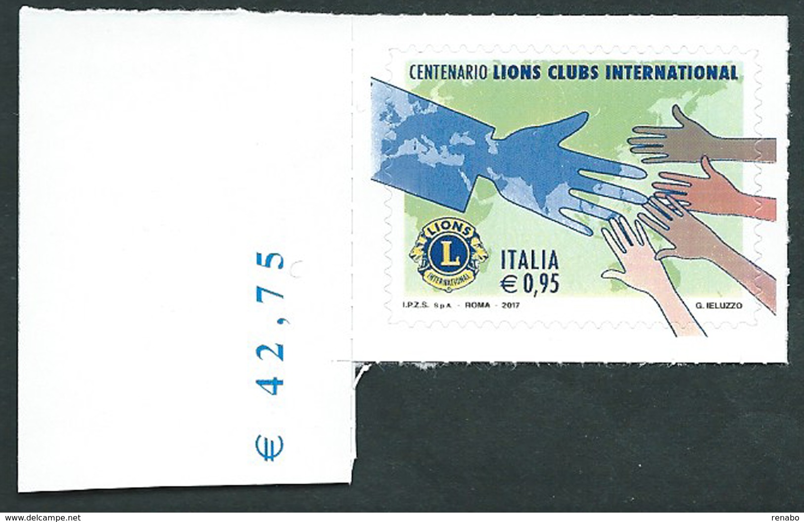 Italia 2017; Lions Clubs International, Nel Centenario Della Fondazione; Prezzo Del Foglio Sul Bordo. - 2011-20:  Nuovi