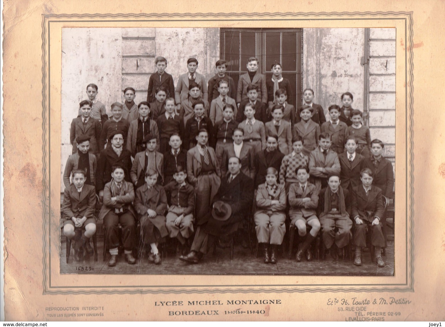 Photo Lycée Michel Montaigne Bordeaux Année Scolaire 1939 1940,photo Scolaire Tourte Et Petitin - Anonymous Persons