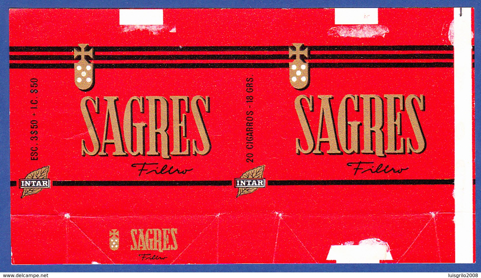 Portugal 1960 To 1970, Packet Of Cigarettes - SAGRES / Intar, Sintra Lisboa - Esc. 3$50 + $50 - Etuis à Cigarettes Vides