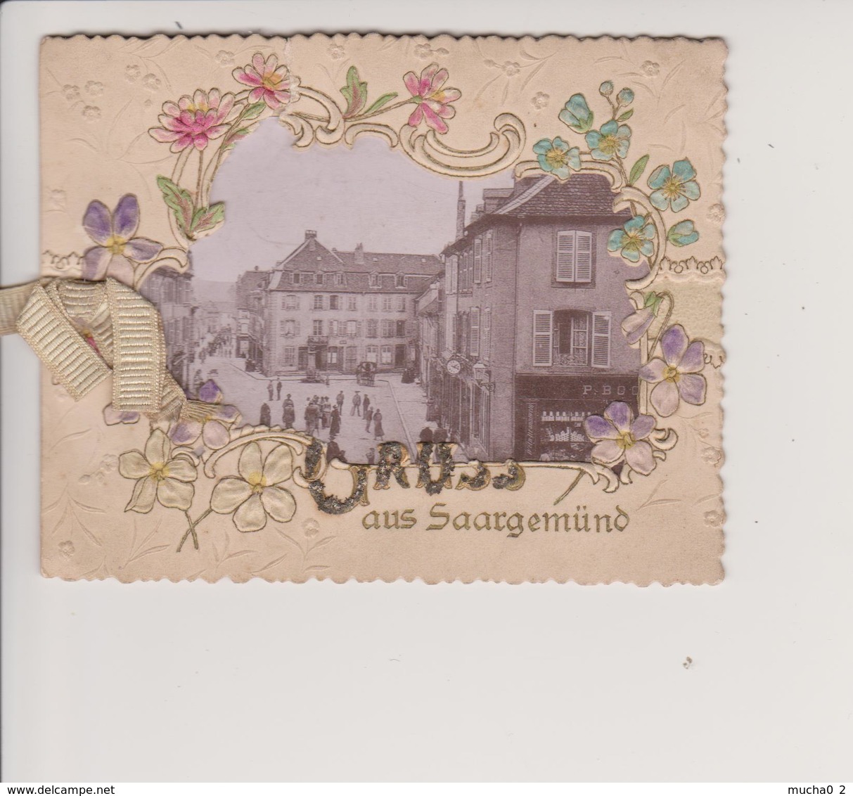 57 - SARREGUEMINES - GRUSS DANS UN ECRIN GAUFRE (l'écrin S'ouvre) - DOCUMENT RARE - Sarreguemines