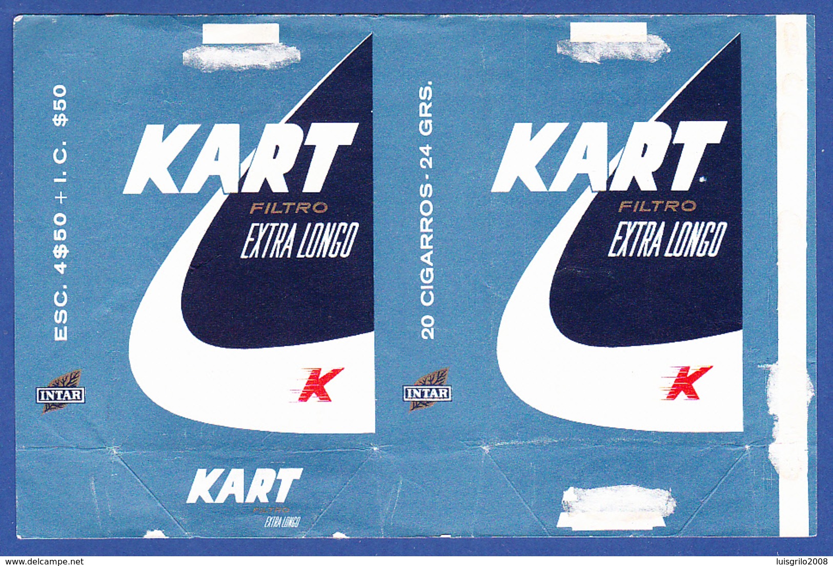 Portugal 1960 To 1970, Packet Of Cigarettes - KART / Intar, Sintra Lisboa - Esc. 4$50 + $50 - Empty Tobacco Boxes