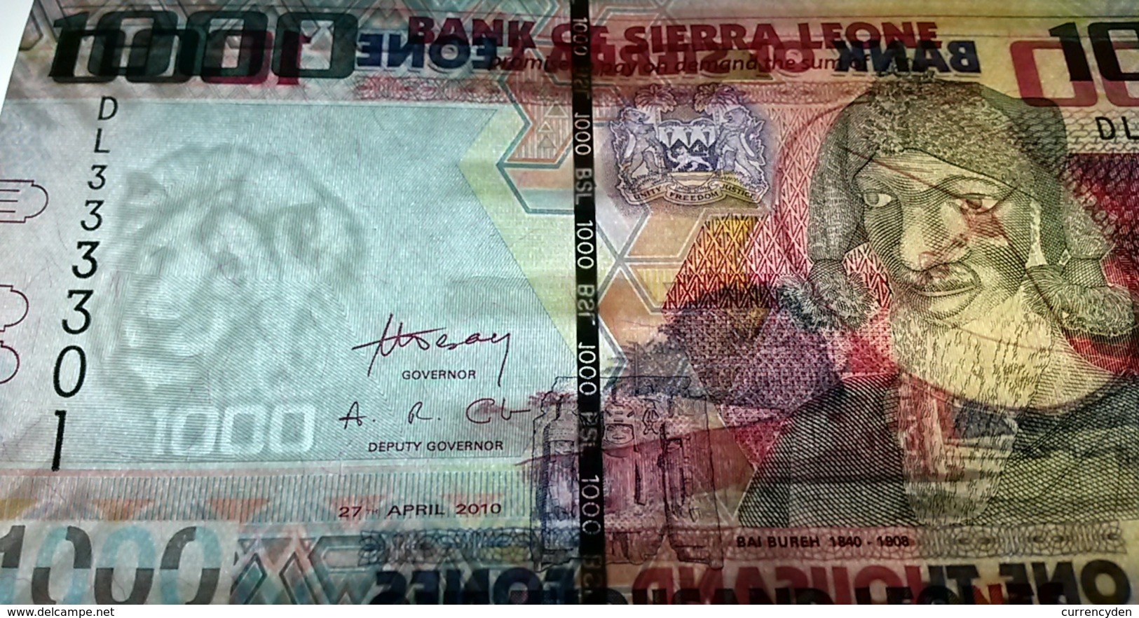 Sierra Leone P30a, 1000 Leones, Bai Bureh / Satellite Dish, $5 Cat Val ! UNC - Sierra Leone