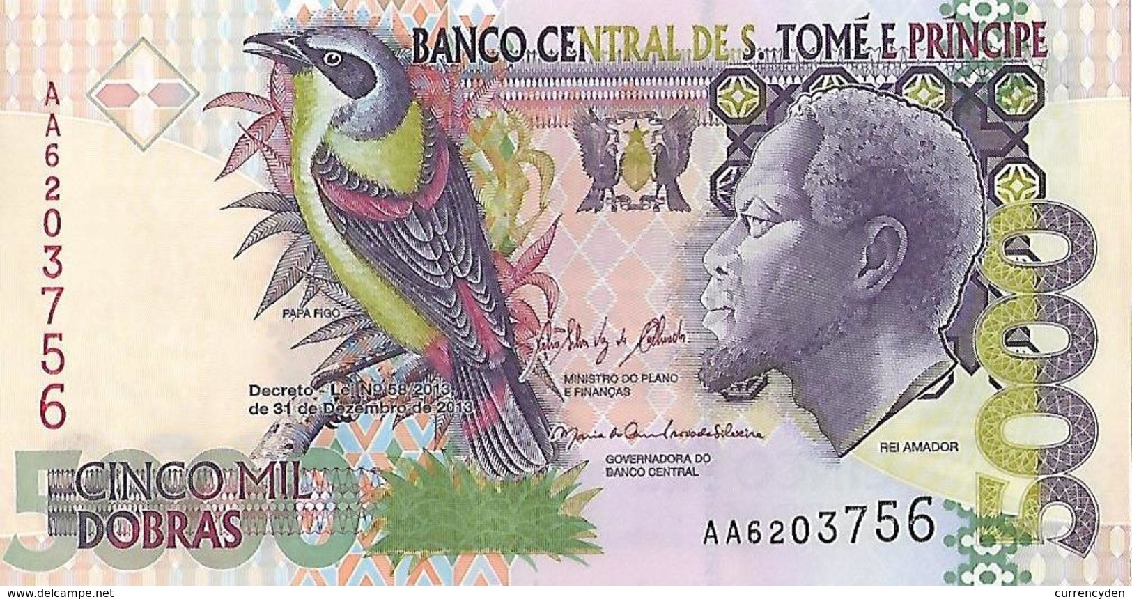 St Thomas & Prince P65, 5,000 Dobras, Papa Figo Bird / Hospital UNC See UV $8 CV - San Tomé E Principe