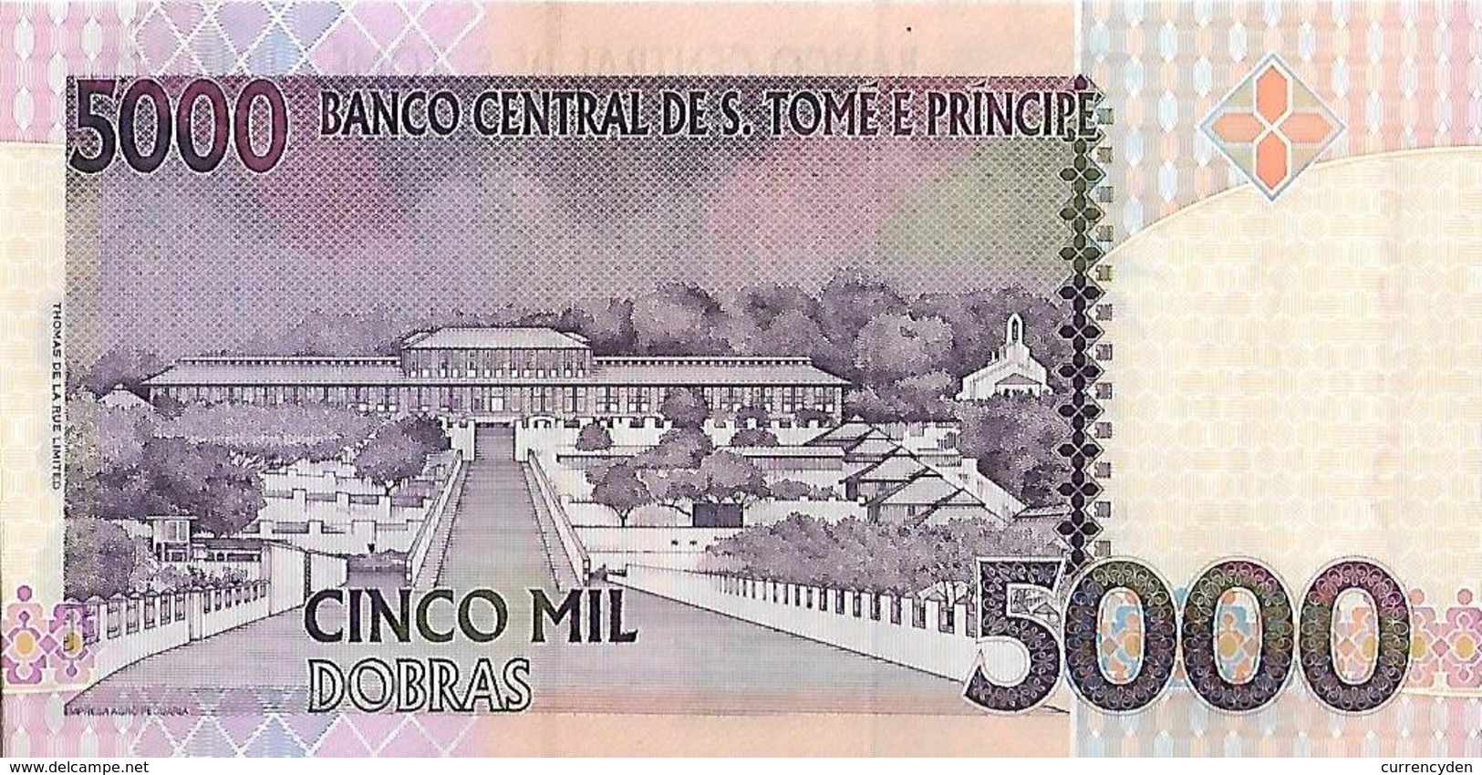 St Thomas & Prince P65, 5,000 Dobras, Papa Figo Bird / Hospital UNC See UV $8 CV - San Tomé E Principe