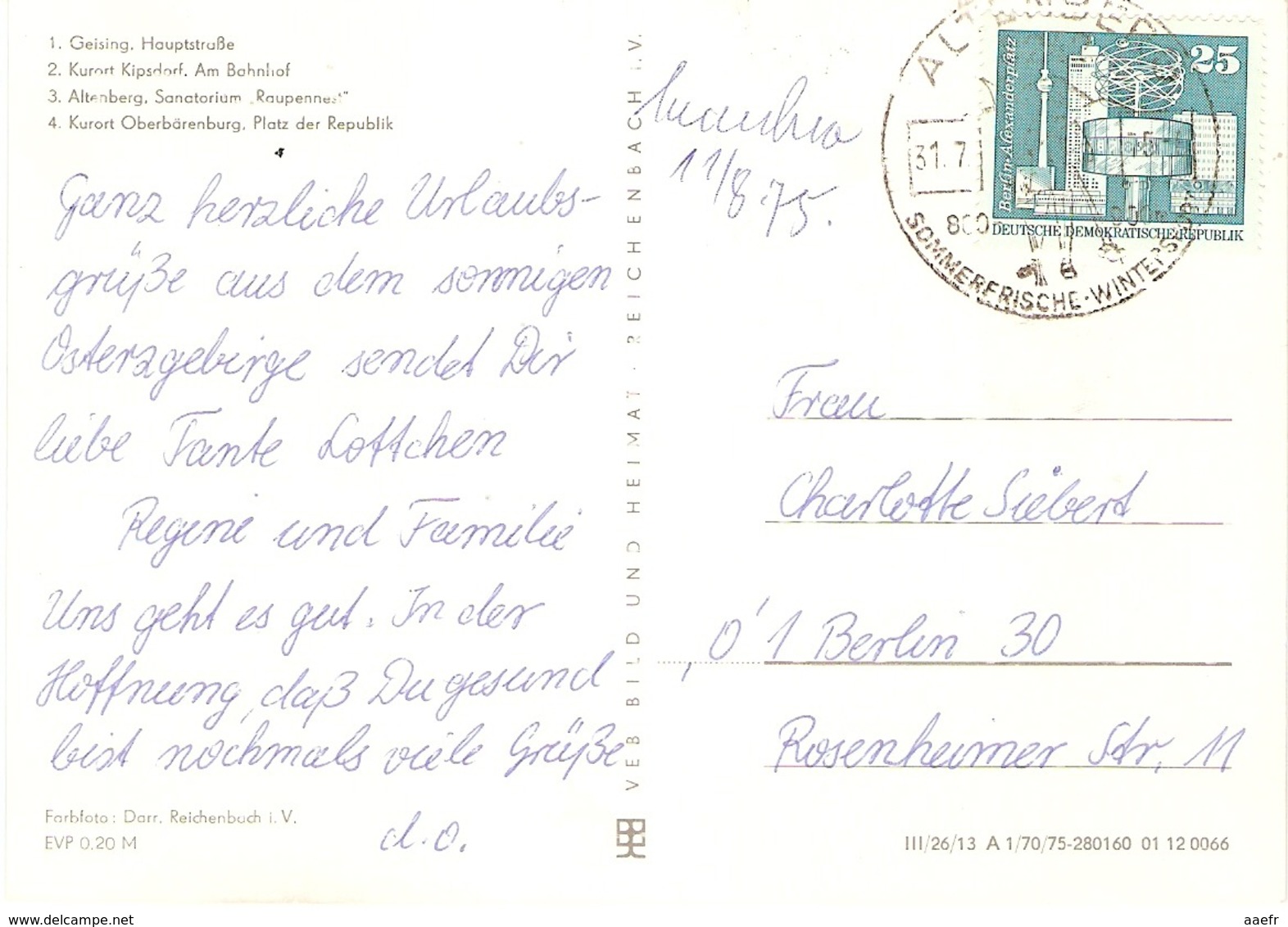 CP Allemagne DDR 1975 - Geising  - Multivues - Osterzgebirge - Geising