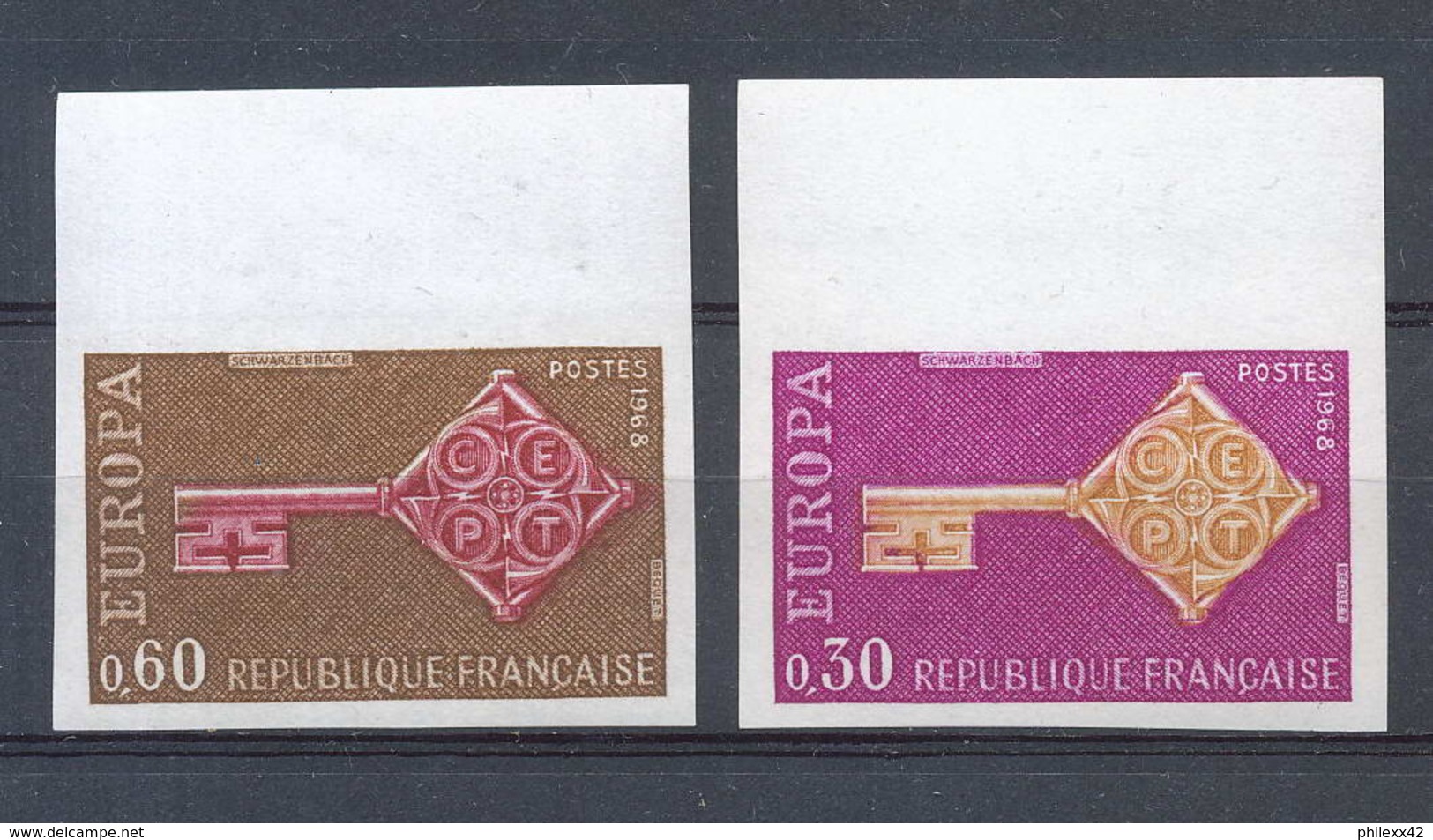 France N°1556 / 1557 Europa 1968 Non Dentelé ** MNH (Imperforate) - Non Classés
