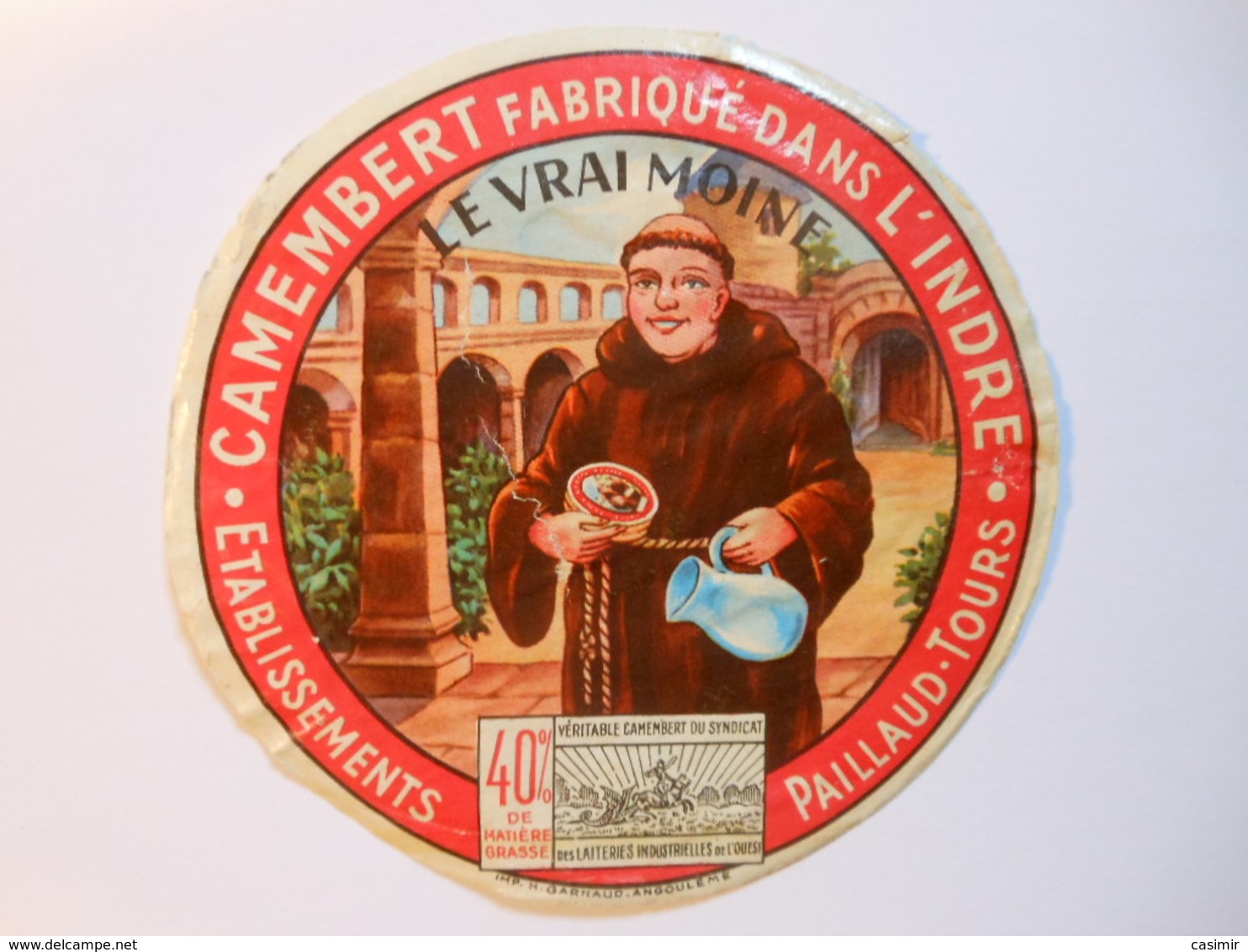 A-36110a - Etiquette De Fromage - LE VRAI MOINE - TOURS - PAILLAUD - Indre 36E - Cheese