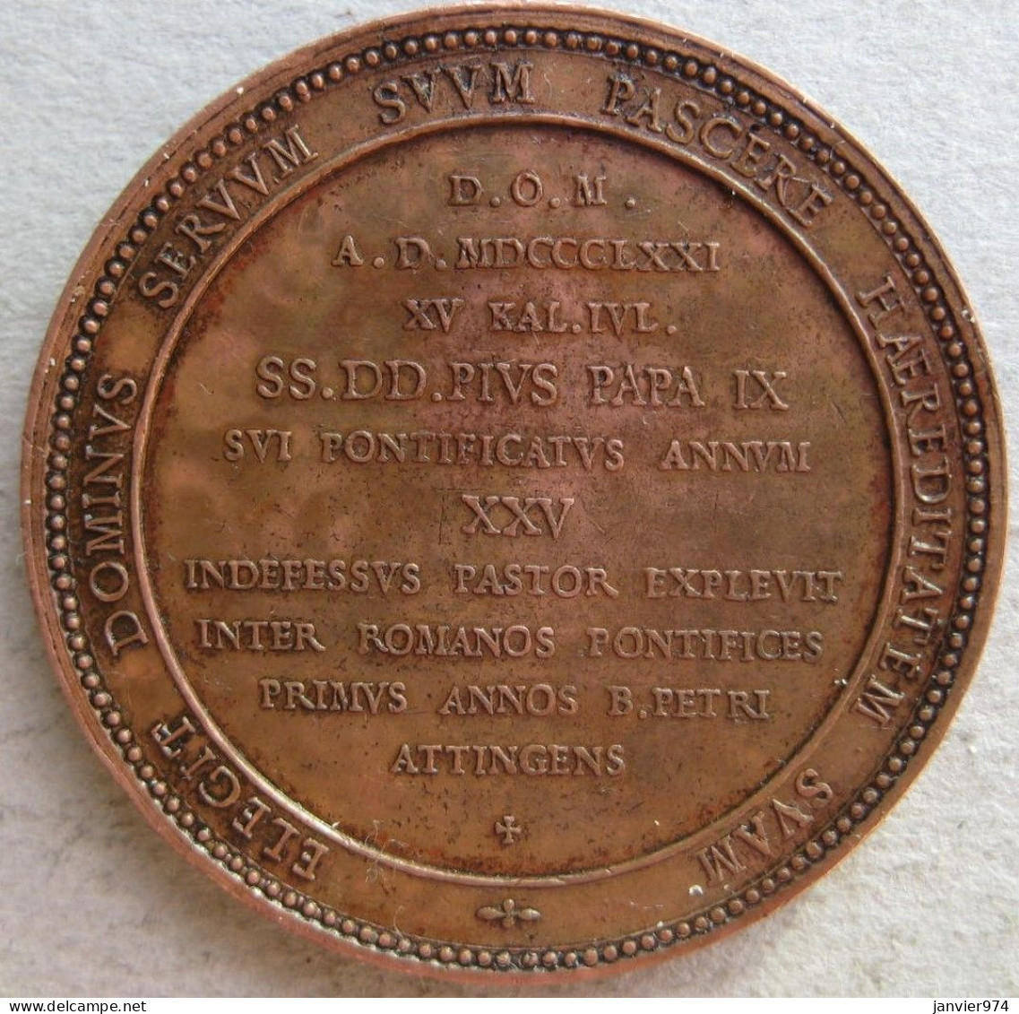 Medaille Papale. Pio IX - Pie IX 1871 Année XXVI, Par Penin Lyon - Andere & Zonder Classificatie