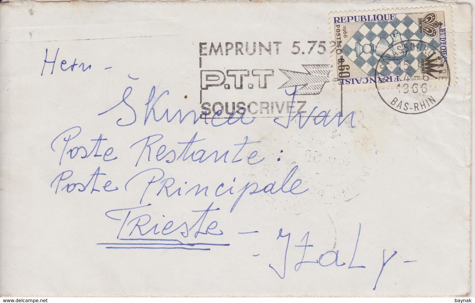 LOT  ~  4 X LETTER  WITH TAX STAMP ~  SEGNATASSE  ~-  FRANCE TO   TRIESTE  --  1966 ~  ( BRIEF MIT INHALT ) - Fiscale Zegels