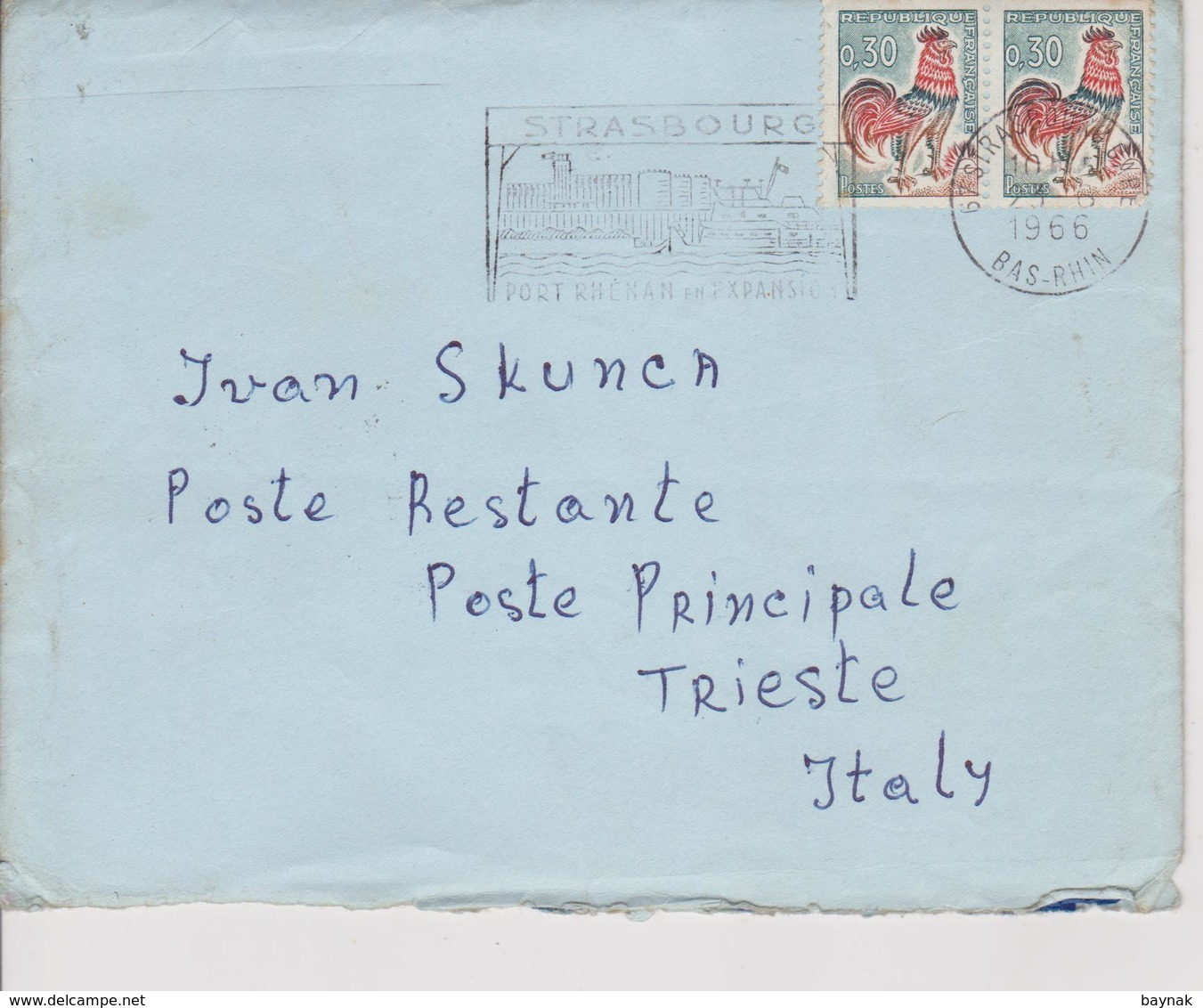 LOT  ~  4 X LETTER  WITH TAX STAMP ~  SEGNATASSE  ~-  FRANCE TO   TRIESTE  --  1966 ~  ( BRIEF MIT INHALT )