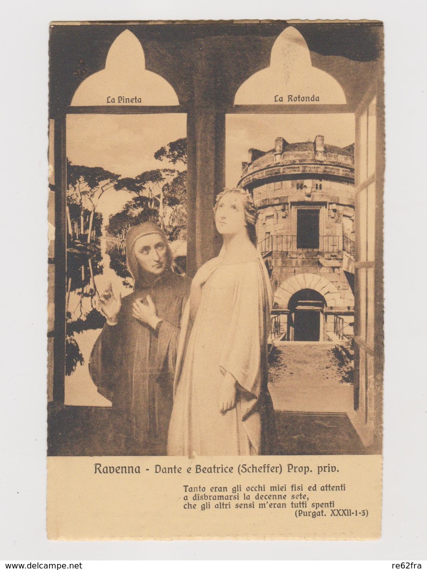 RAVENNA, Dante E Beatrice, Con Dietro Pineta E La Rotonda  - F.p. - Anni '1900 - Ravenna