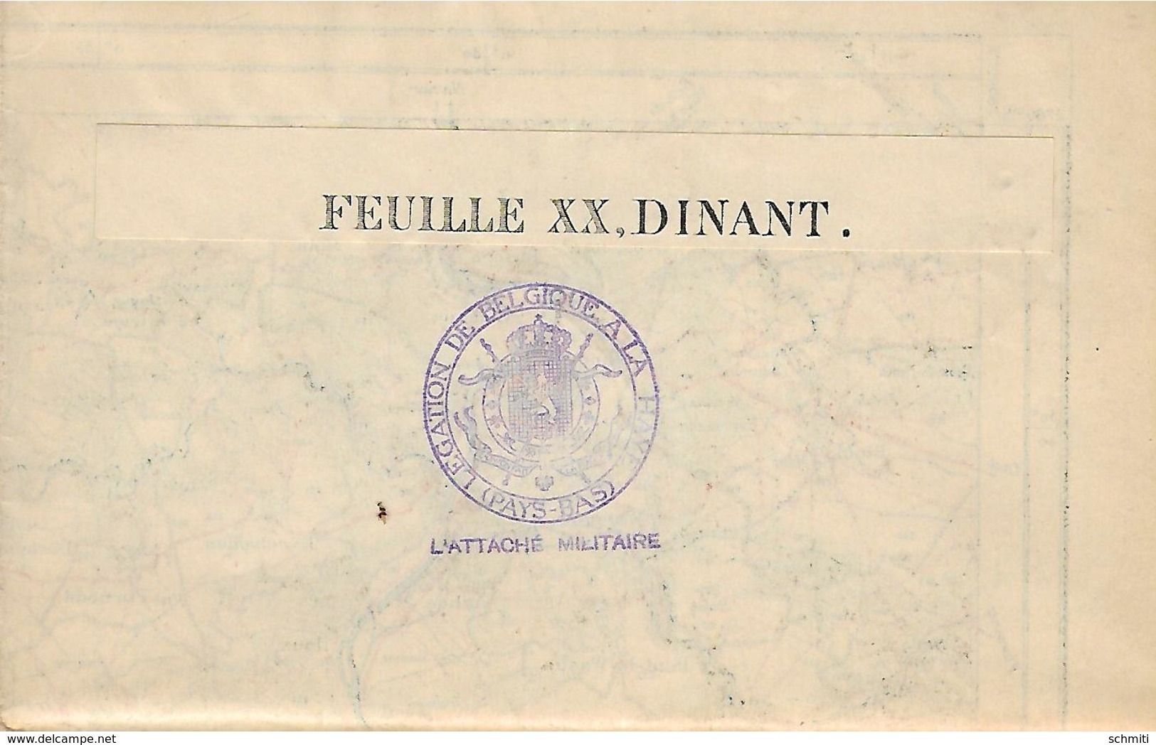 -Carte:Feuille ,DINANT-Légation De Belgique A La Haye .L'attaché Militaire(Lesve,Bourseigne,Septon, - Cartes Géographiques