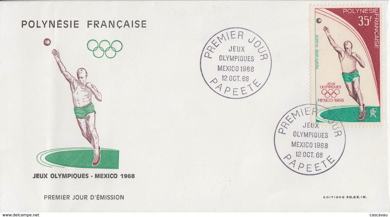 Enveloppe  FDC  1er  Jour    POLYNESIE   Jeux  Olympiques  MEXICO   1968 - Summer 1968: Mexico City