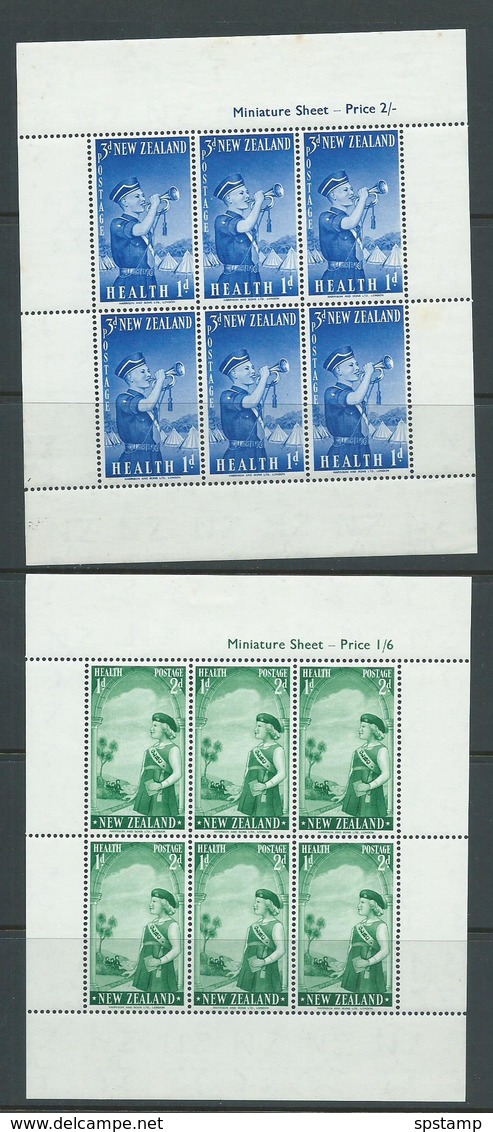 New Zealand 1958 Girls & Boys Brigades Health Charity Miniature Sheets MNH , Tiny Marginal Tone Spots On One - Unused Stamps