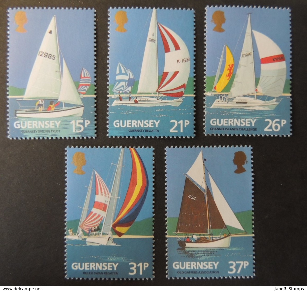 GUERNSEY 1991 YACHT CLUB CENTENARY SG524-528 MNH SET 5 VALUES SAILING SPORT - Guernsey