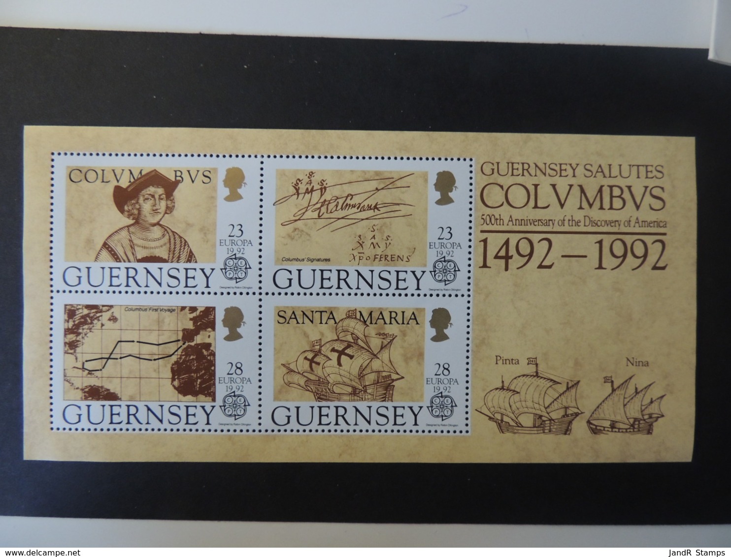 GUERNSEY 1992 500th DISCOVERY OF AMERICA BY COLUMBUS MINIATURE SHEET MS560 MNH 4 VALUES EXPLORERS ADVENTURERS - Guernsey