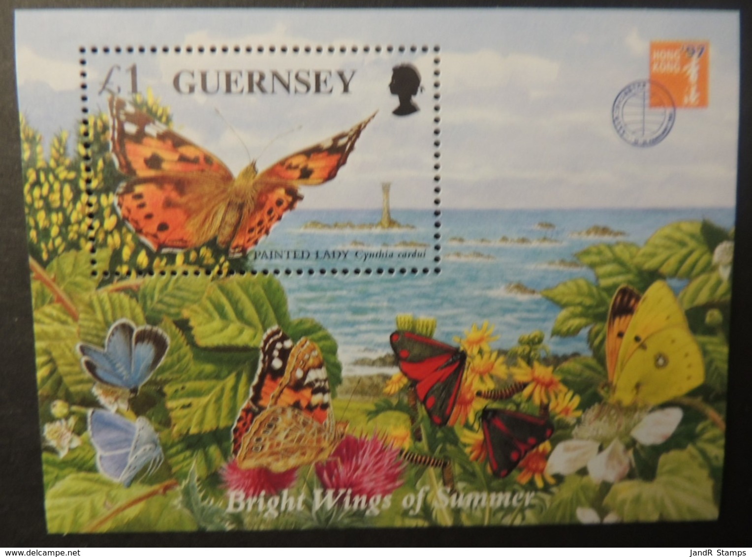 GUERNSEY 1997 BUTTERFLIES MINIATURE SHEET MS734 MNH 1 VALUE INSECTS PAINTED LADY - Guernsey