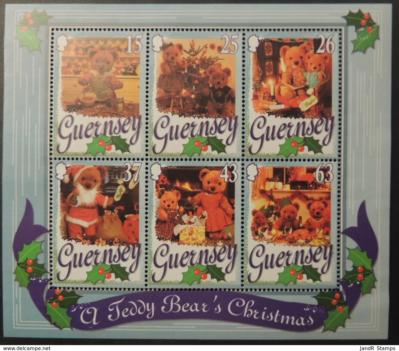 GUERNSEY 1997 CHRISTMAS TEDDY BEARS MINIATURE SHEET MS753 MNH 6 VALUES CHILDREN - Guernsey