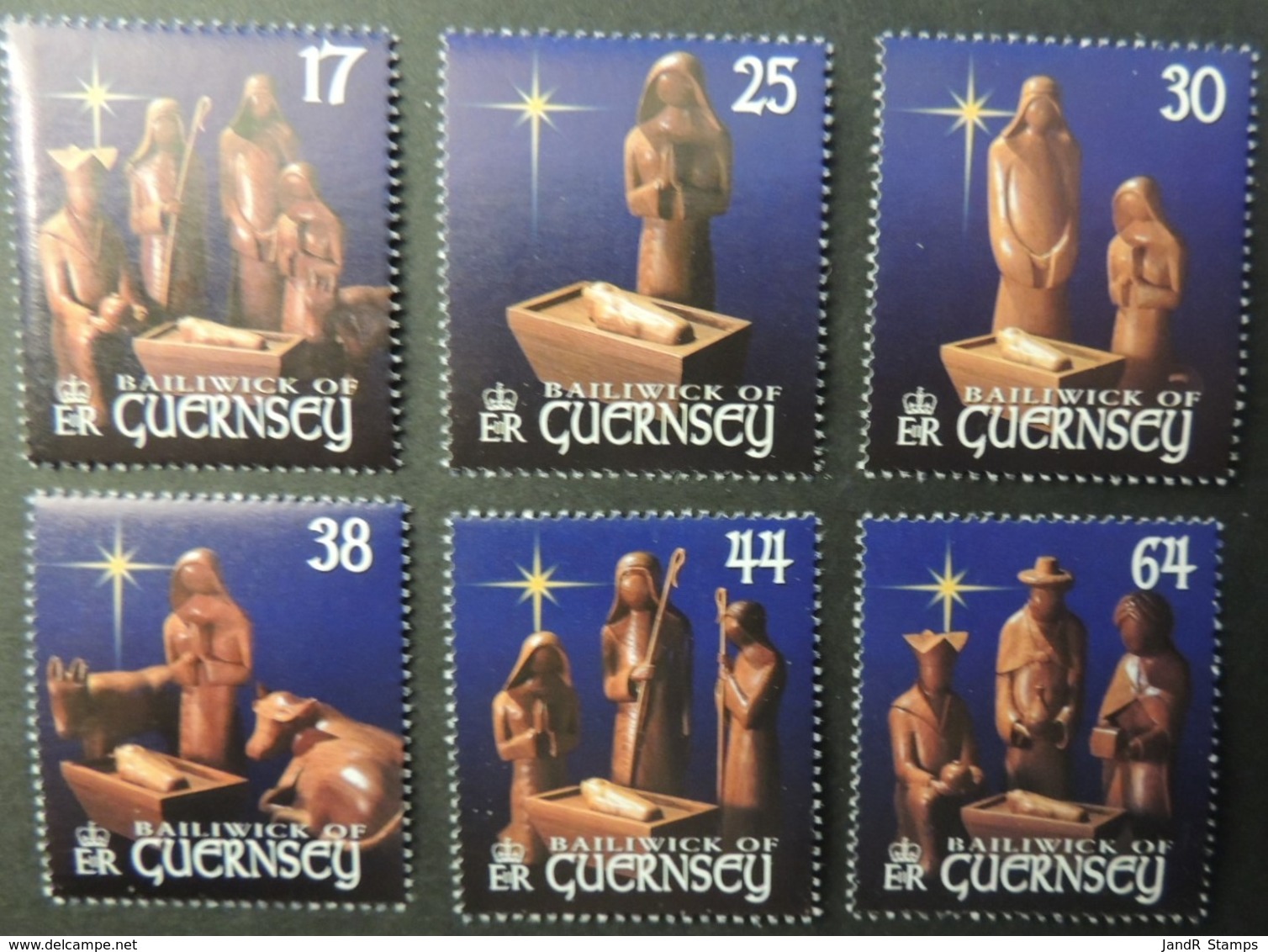 GUERNSEY 1999 CHRISTMAS SG844-840 MNH 6 VALUES WOOD CARVING NATIVITY RELIGION - Guernsey