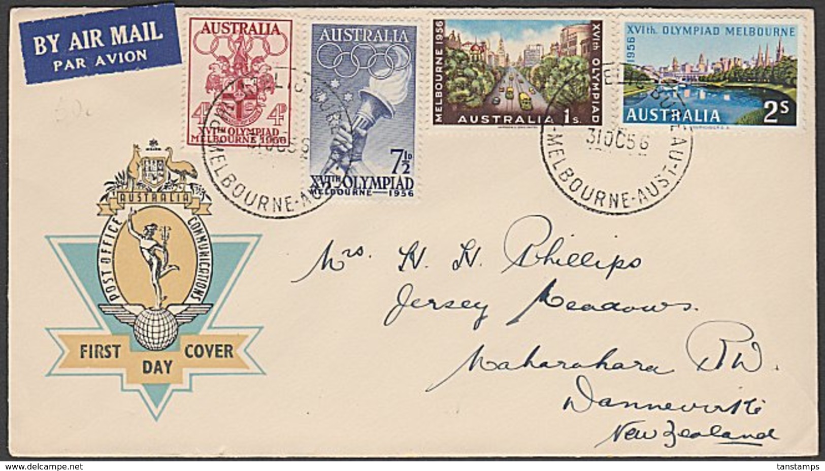 1956 Melbourne Olympics Set Of 4 Addressed FDC - FDC