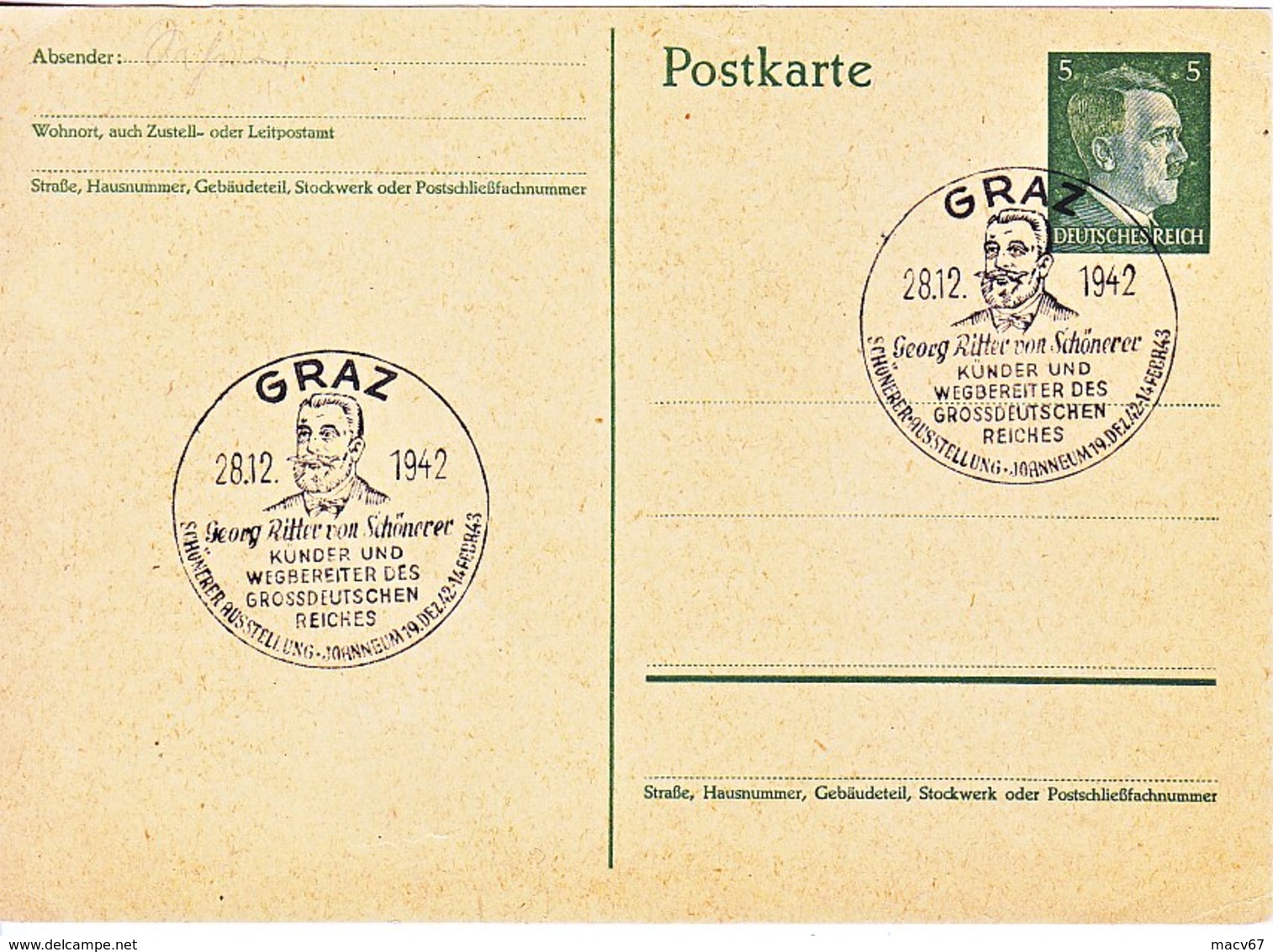 POSTAL  CARD  SCHONERER  EXPO.  AT  GRAZ - War 1939-45
