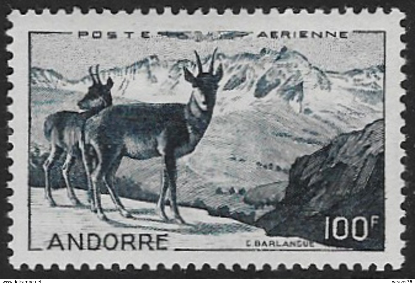 Andorra (French POs) SG F163 1955 Definitive 100f Mounted Mint [39/32073/7D] - Unused Stamps